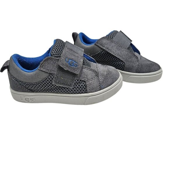 UGG Kids Rennon Low METAL DIVE Sneaker Shoes Blue‎ Grey Hook Loop Toddler size 9 - Picture 1 of 10